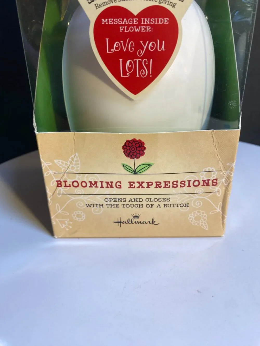 Hallmark Blooming Expressions Animated Pink Rose in Vase with Message & Box